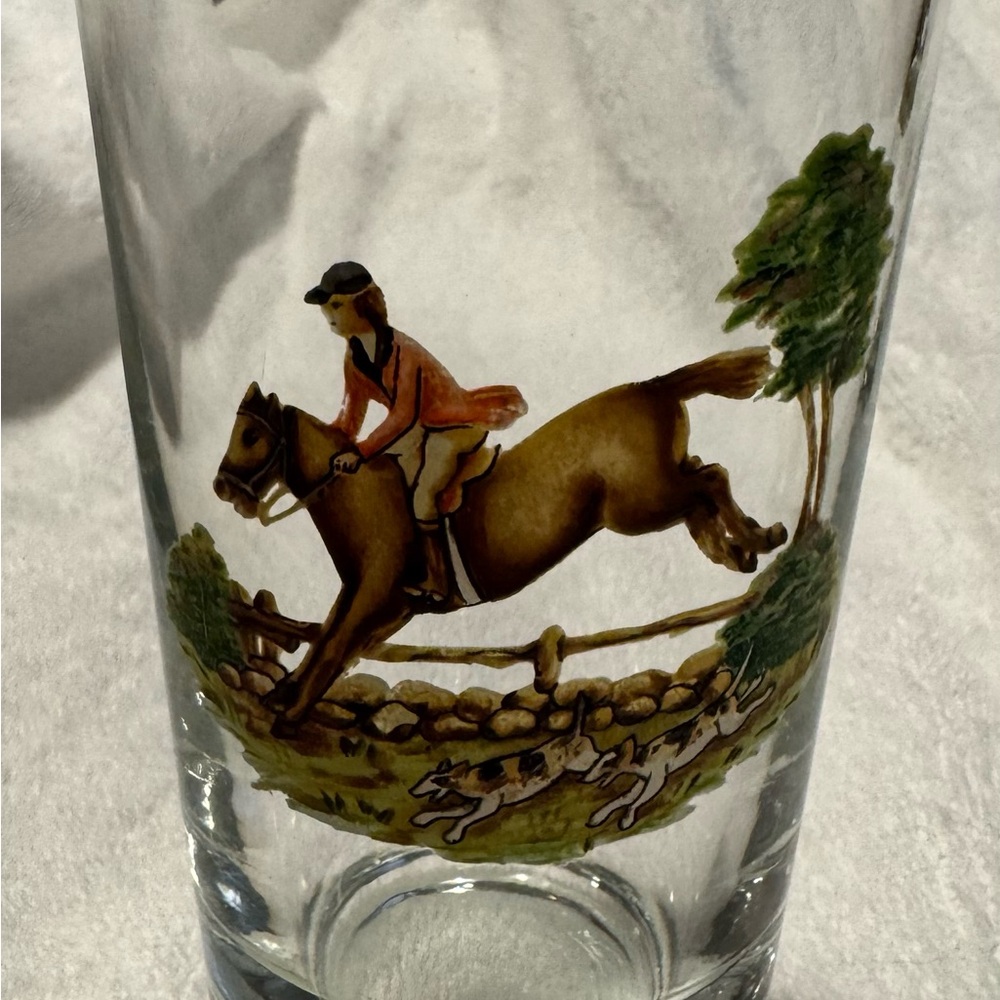 Equestrian Themed Glass Tumblers Set of 4 - Picture 3 of 3